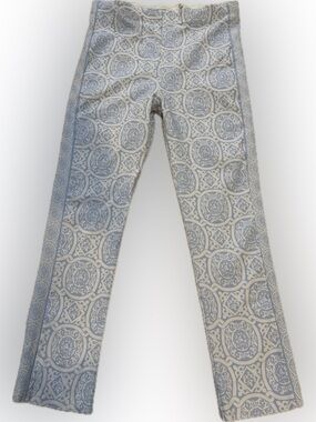 Gretchen Scott Light Blue and White Elastic Waistband Pant Size XL